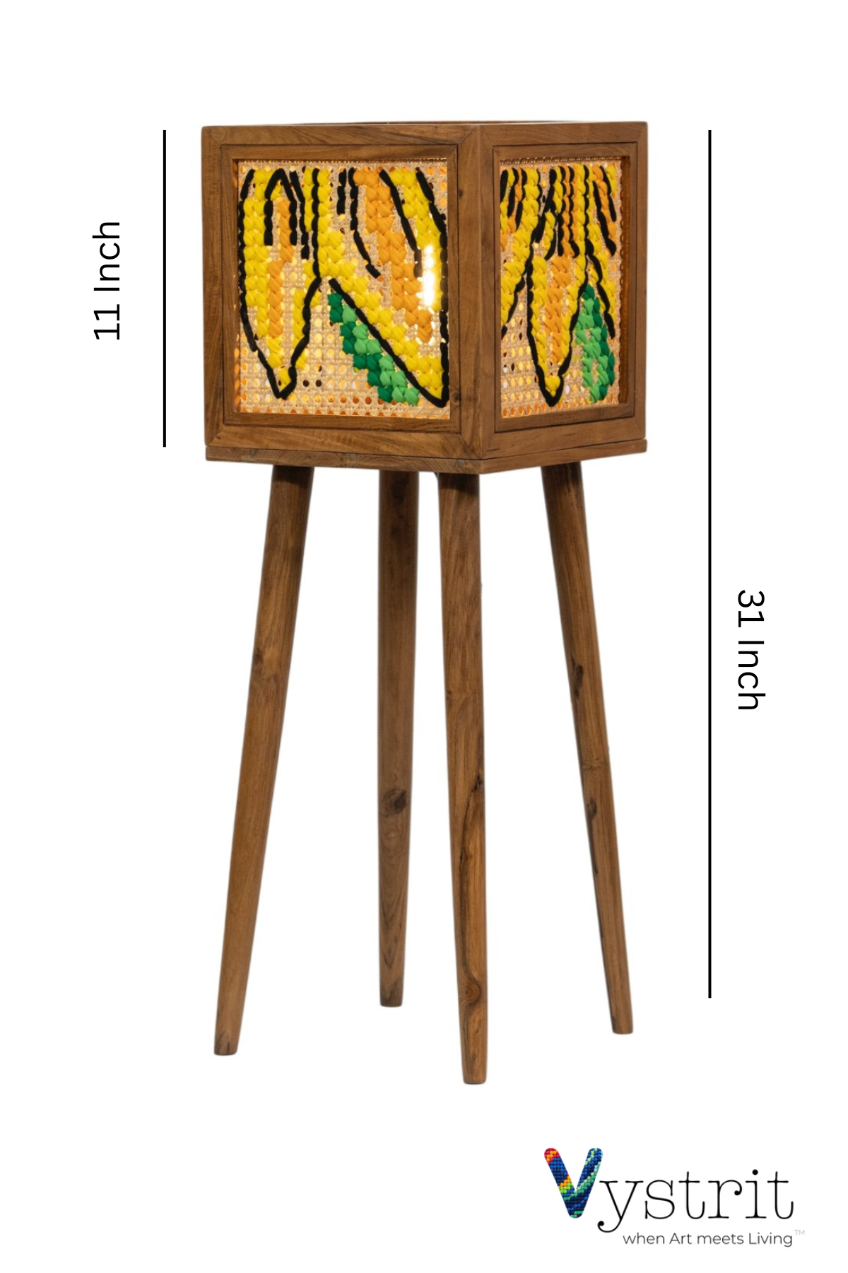 Solara Lamp (Teakwood Floor Lamp with Sunflower Art)