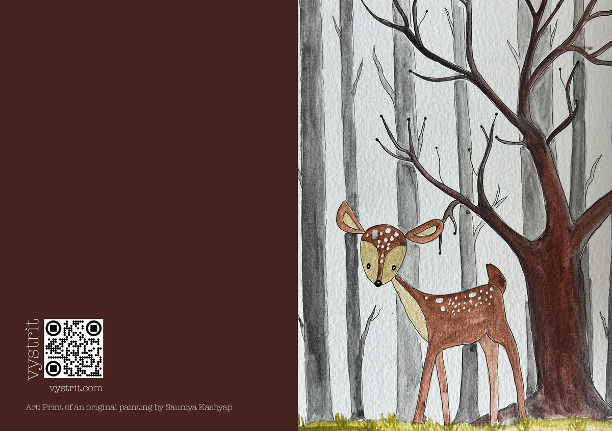 Fawn in the Forest — A5 Art Greeting Card