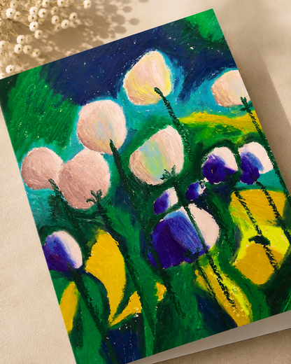 Midnight Garden Blooms — A5 Art Greeting Card