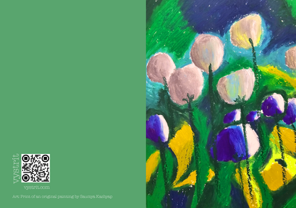 Midnight Garden Blooms — A5 Art Greeting Card