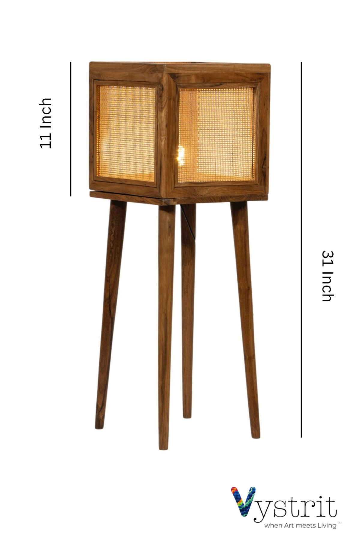 The Balanced Form (Teakwood Cube Floor Lamp with Cylindrical Legs)