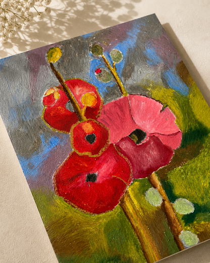 Red Poppy Bloom — A5 Art Greeting Card