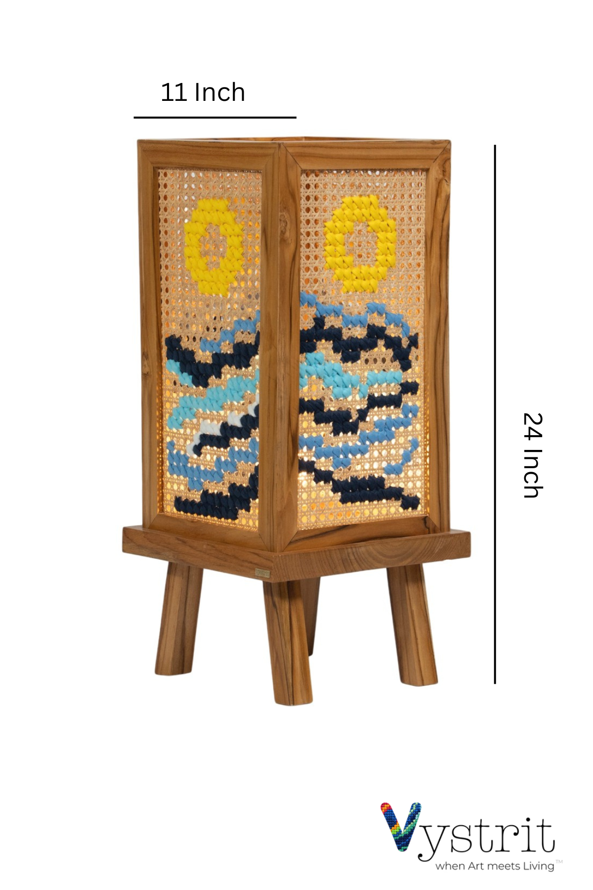 The Equinox Lamp (Teakwood Floor/Table Lamp with Art)
