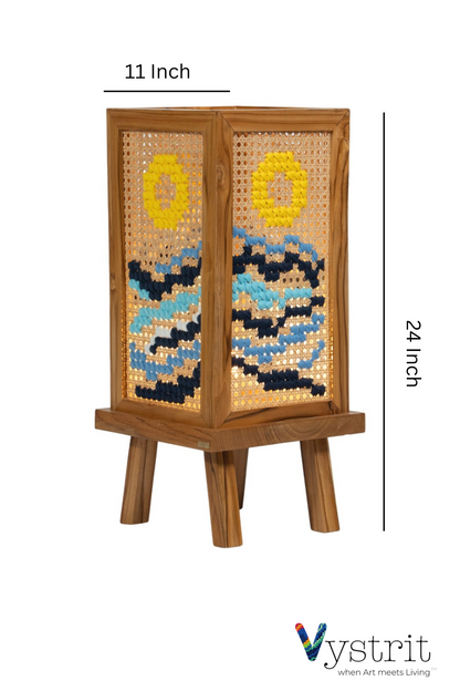 The Equinox Lamp (Teakwood Floor/Table Lamp with Art)