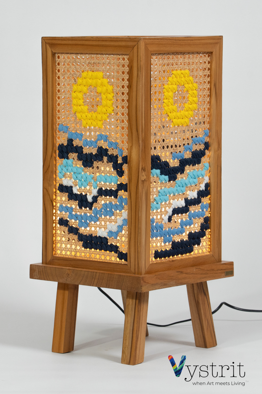 The Equinox Lamp (Teakwood Floor/Table Lamp with Art)