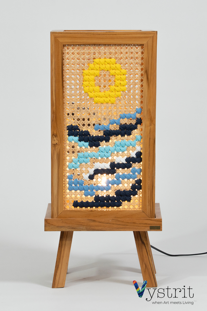 The Equinox Lamp (Teakwood Floor/Table Lamp with Art)