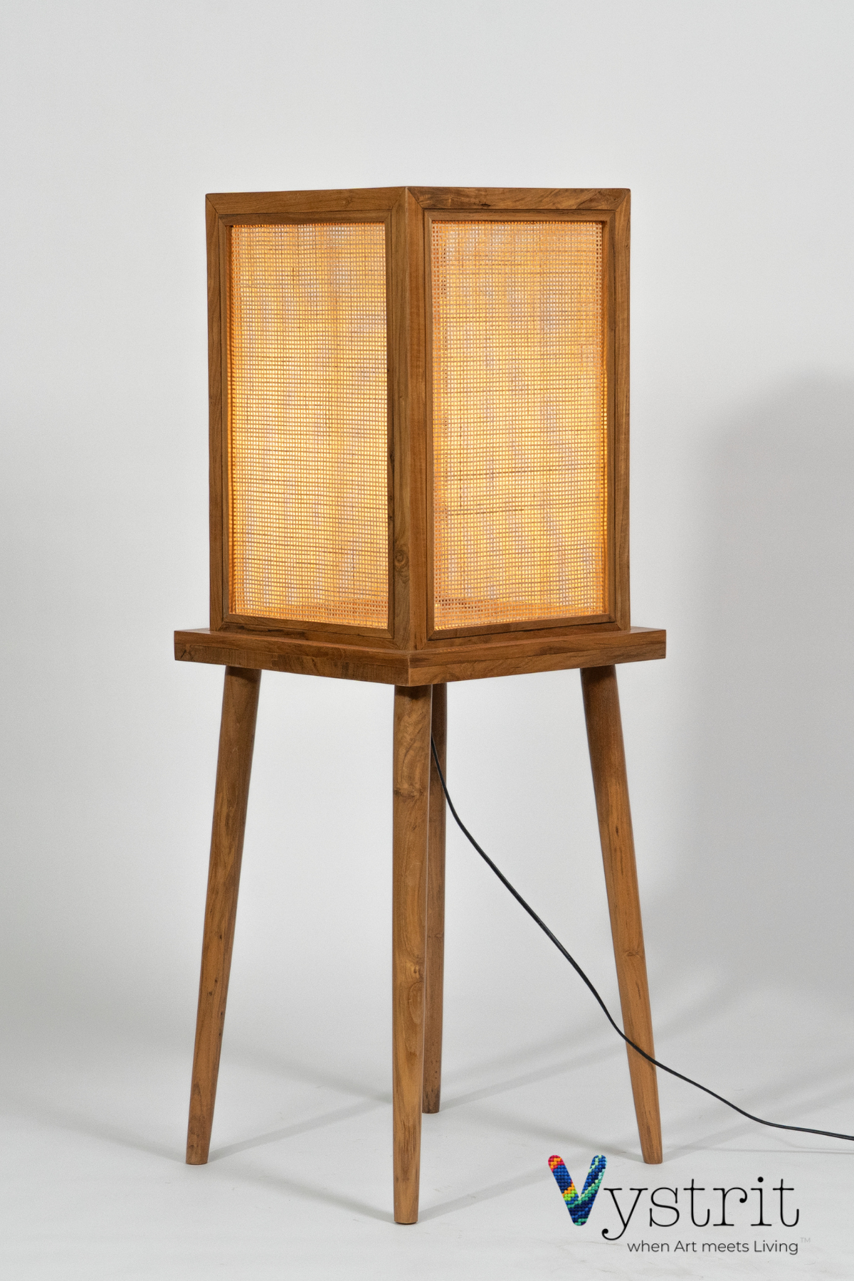 The Elevated Glow (Teakwood Floor Lamp with Cylindrical legs)