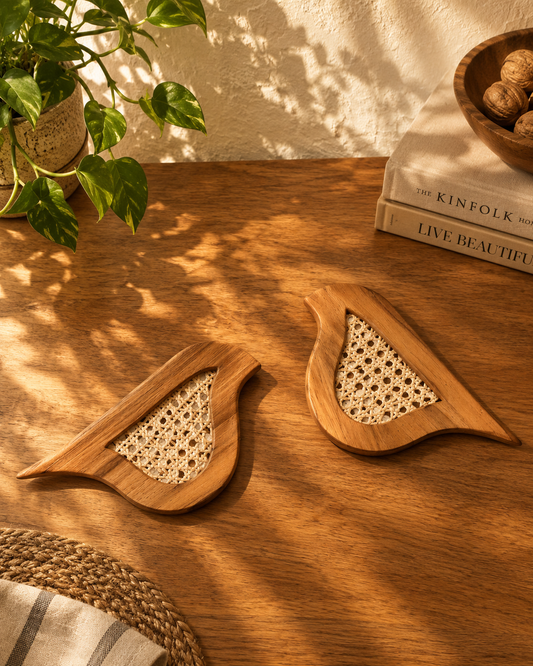 Soulmates - set of 2 Birds - custom shape wood art (Small)