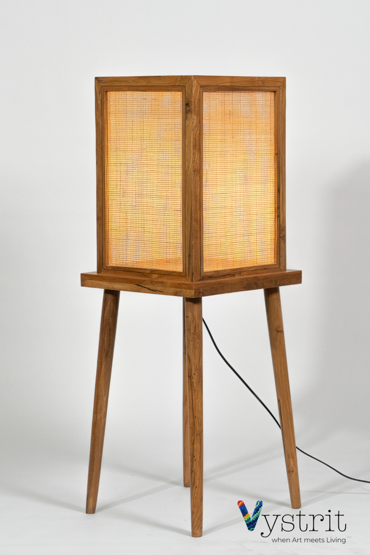 The Elevated Glow (Teakwood Floor Lamp with Cylindrical legs)