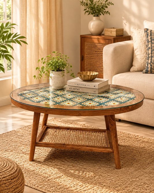 Organic Shape Coffee Table - hand drawn oval 36 inch x 24 inch