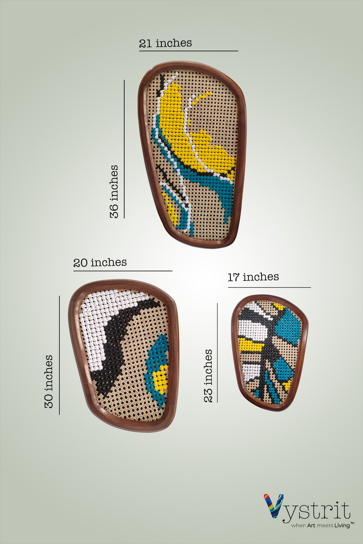 The Essence Trio - Set of 3 Custom Shaped Wood with Art (Adjustable orientation)