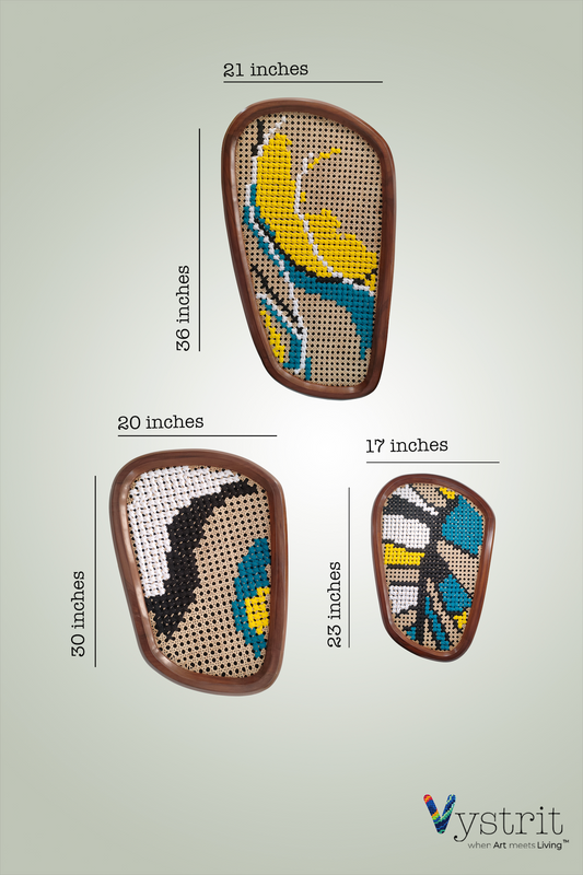 The Essence Trio - Set of 3 Custom Shaped Wood with Art (Adjustable orientation)