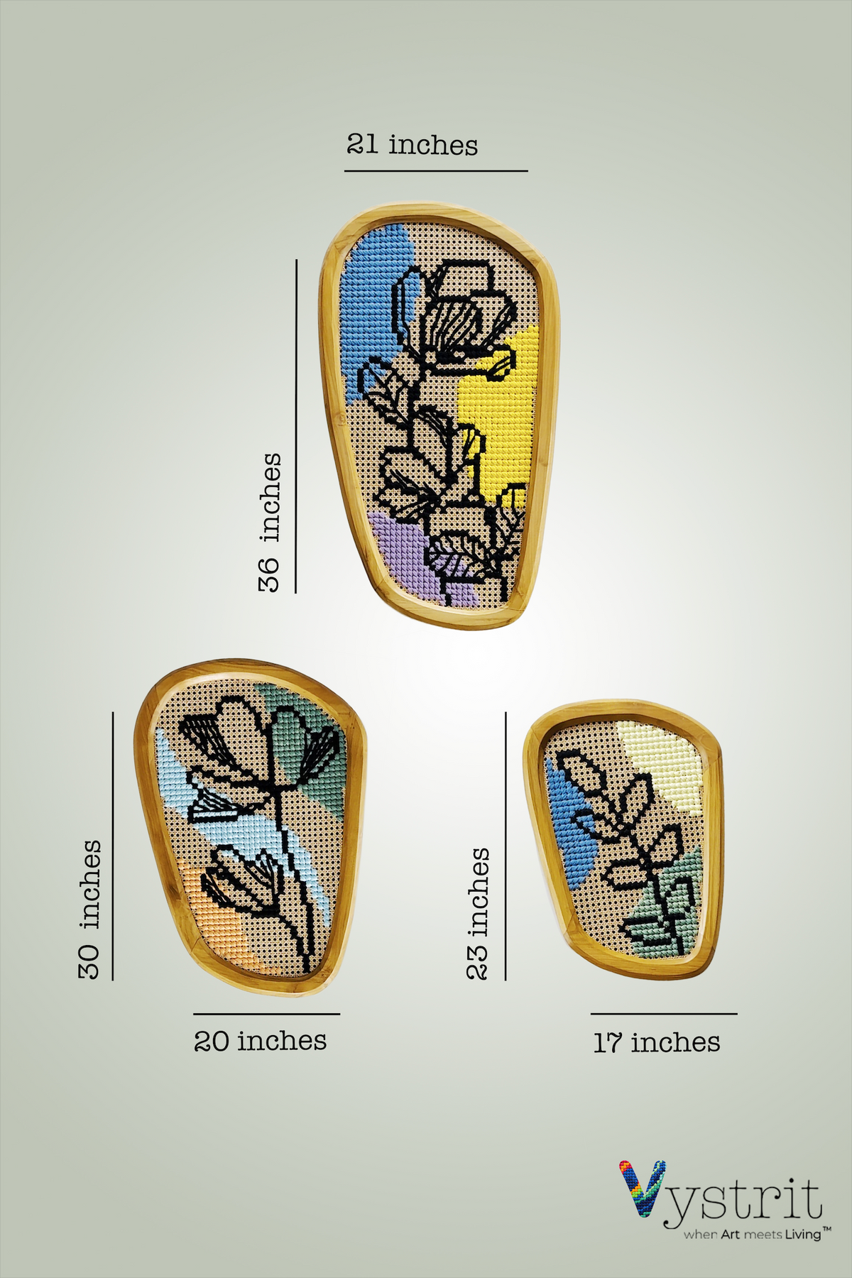The Essence Trio - Set of 3 Custom Shaped Wood with Art (Adjustable orientation)