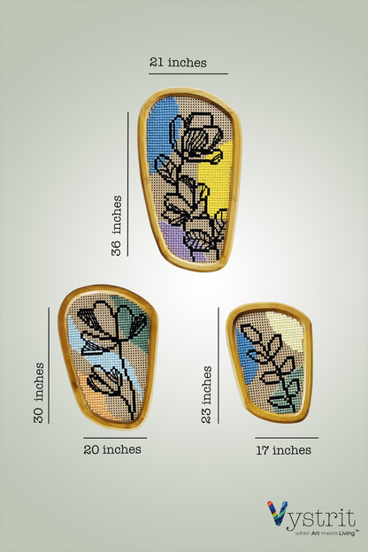The Essence Trio - Set of 3 Custom Shaped Wood with Art (Adjustable orientation)