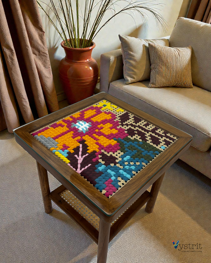 Coffee Table with Bloomscape Art - 18x18 inches