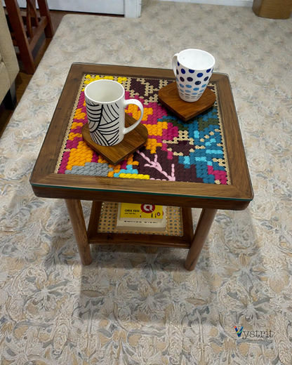 Coffee Table with Bloomscape Art - 18x18 inches