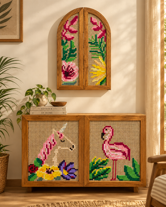 Floral Fantasy - Dresser, Mirror with Doors, Combination
