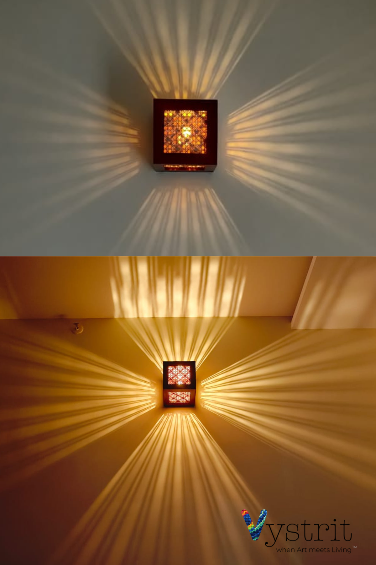 Teak Wood Cube Lamp 7"