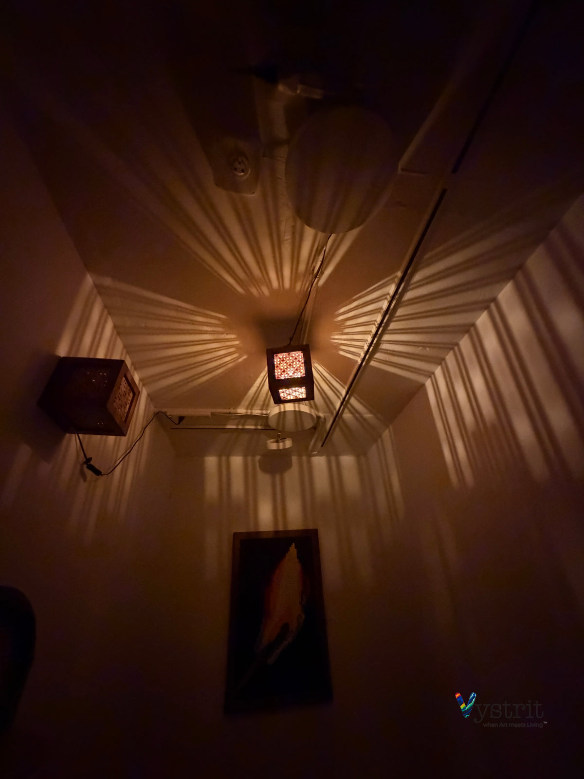 Teak Wood Cube Lamp 7"