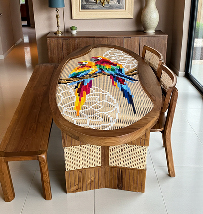 6 Seater twin parrots oval table - 6ft x 3ft