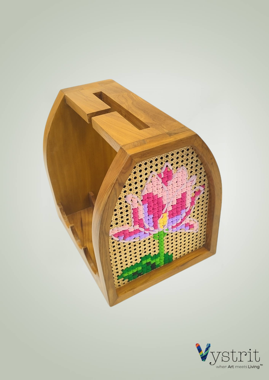 The Petal Pour (Handcrafted Teakwood Mini Bar Unit with Art)