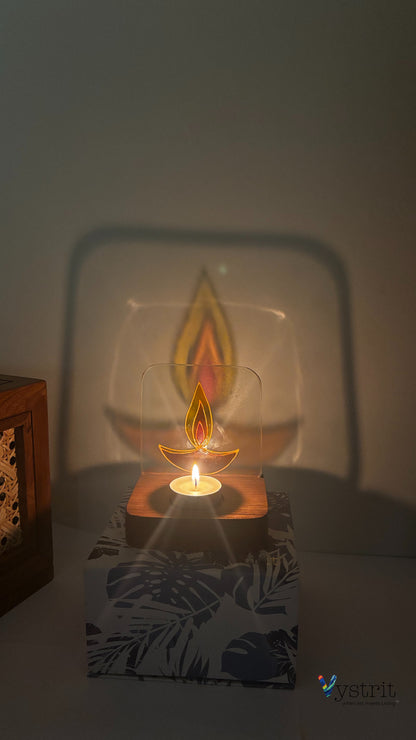 Hand-Painted Glass Tealight Holder