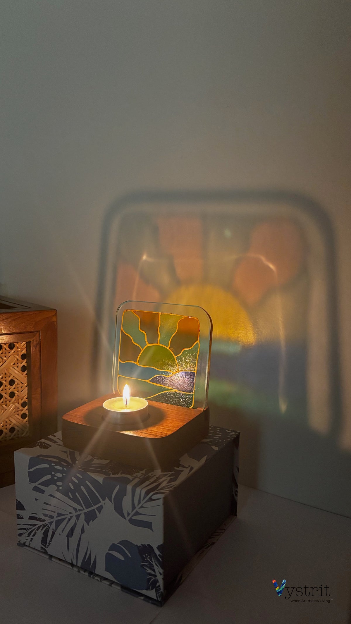Hand-Painted Glass Tealight Holder