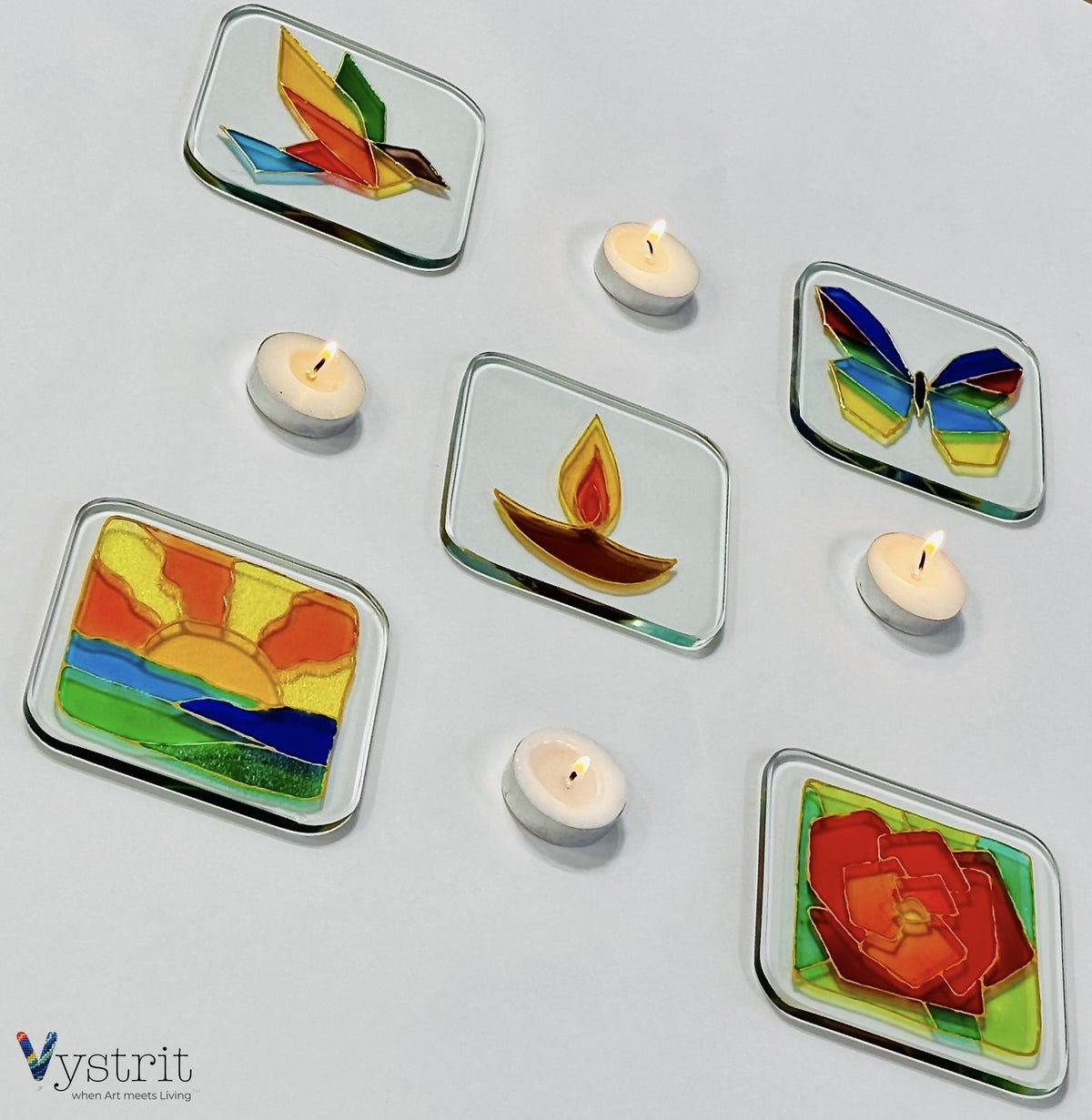 Hand-Painted Glass Tealight Holder