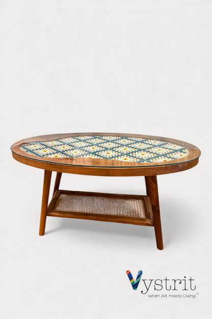 Organic Shape Coffee Table - hand drawn oval 36 inch x 24 inch