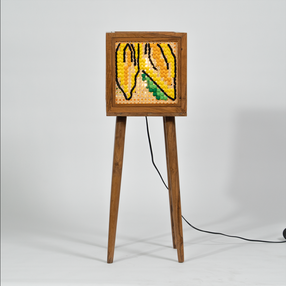 Solara Lamp (Teakwood Floor Lamp with Sunflower Art)