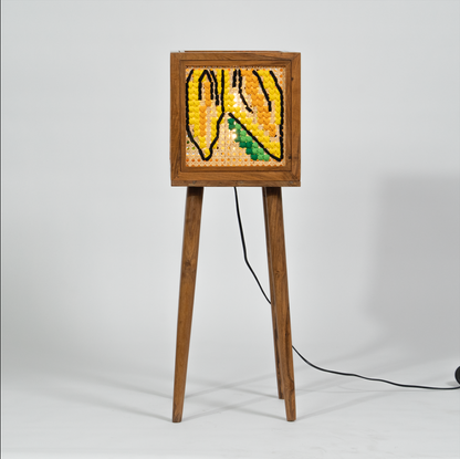 Solara Lamp (Teakwood Floor Lamp with Sunflower Art)