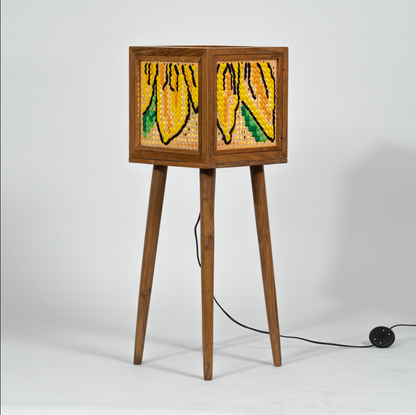Solara Lamp (Teakwood Floor Lamp with Sunflower Art)