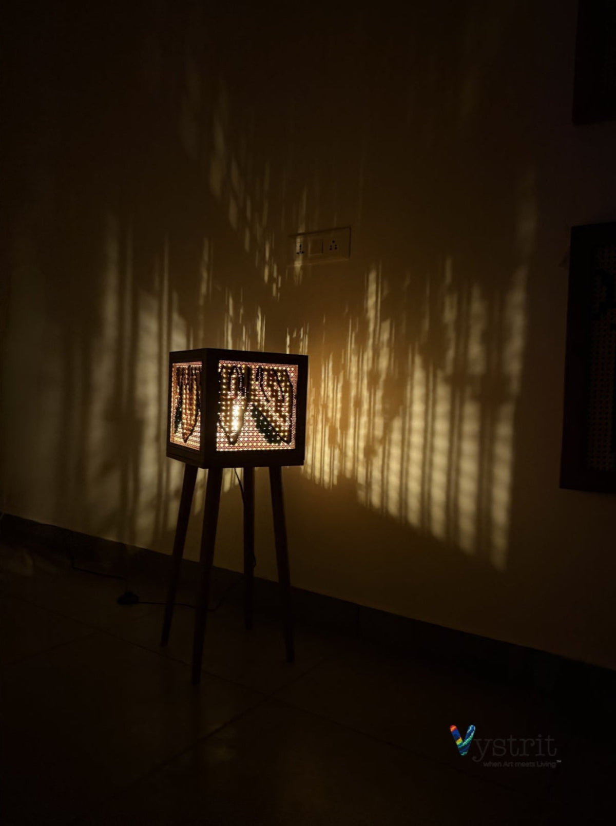 Solara Lamp (Teakwood Floor Lamp with Sunflower Art)