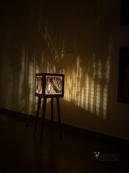 Solara Lamp (Teakwood Floor Lamp with Sunflower Art)
