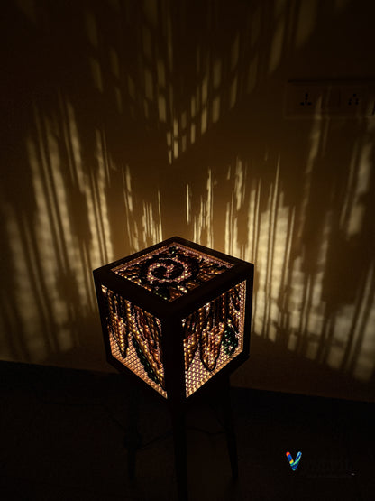 Solara Lamp (Teakwood Floor Lamp with Sunflower Art)
