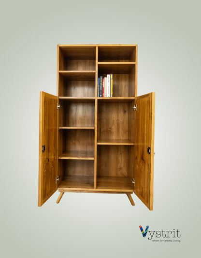 Wooden Book Cabinet with Art