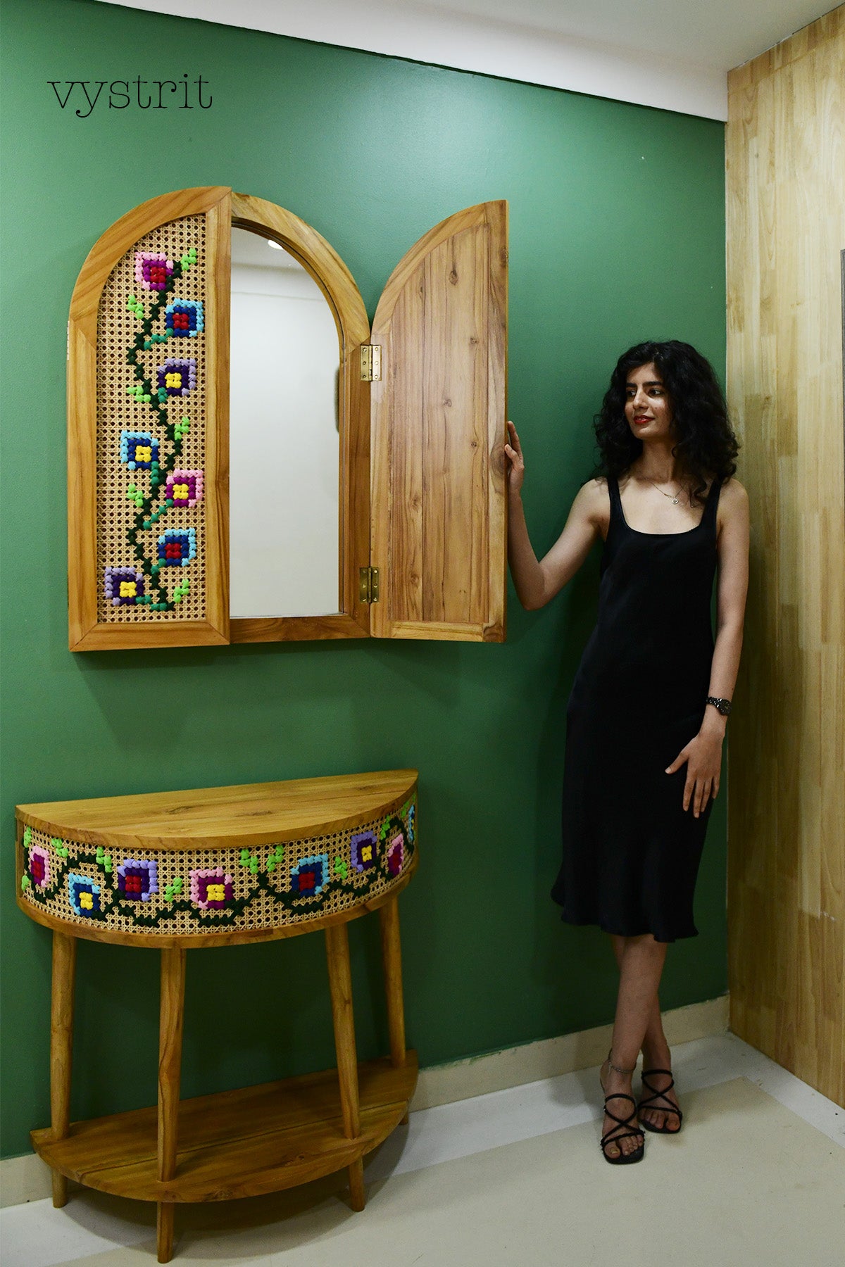Console Table, Mirror with Doors, Combination