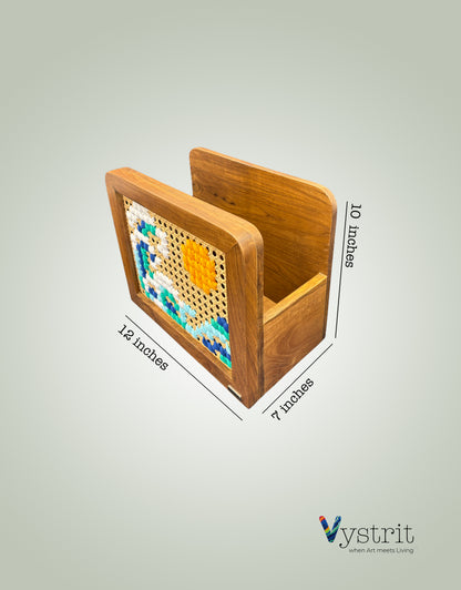 Handcrafted Desk Organizer with Art