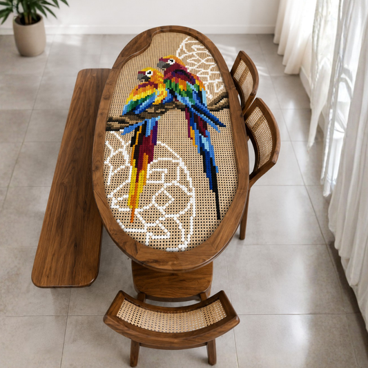 6 Seater twin parrots oval table - 6ft x 3ft