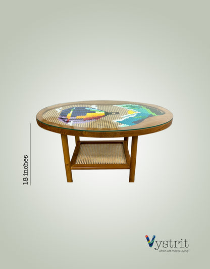 Oval Coffee Table with Art 18 inches