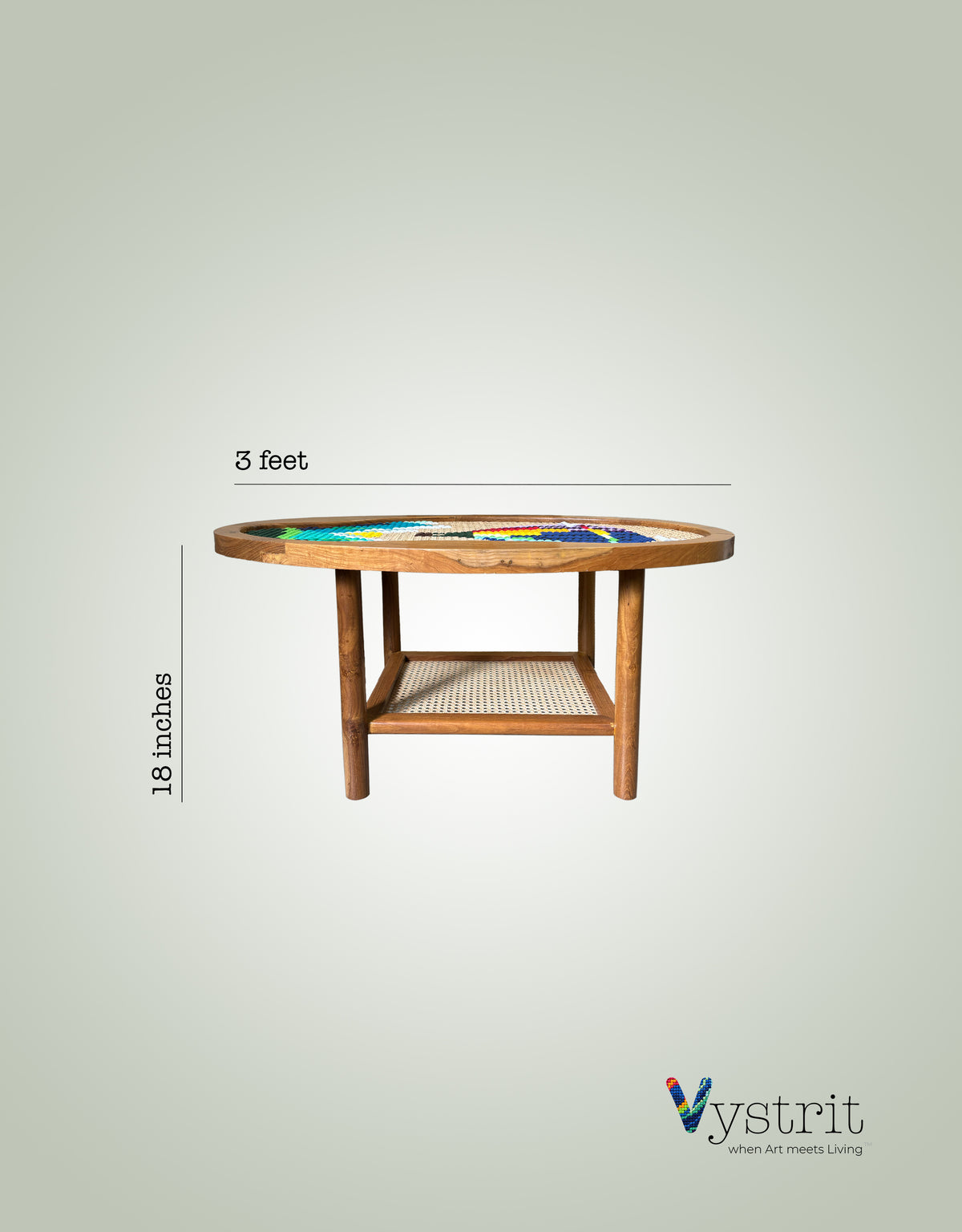 Oval Coffee Table with Art 18 inches