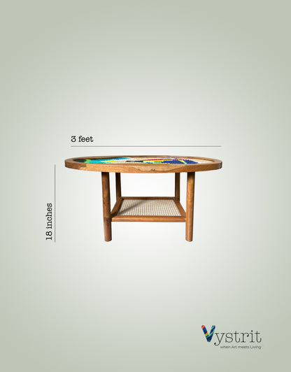 Oval Coffee Table with Art 18 inches